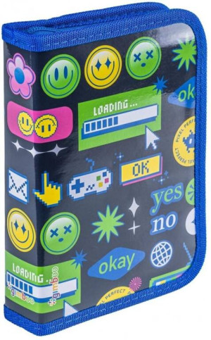 Piórnik z wyposaż. Emojis granatowy