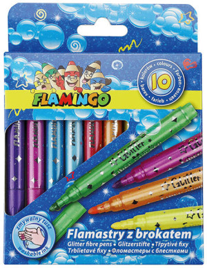 Flamastry z brokatem 10 kolorów