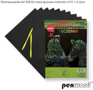 Wydrapywanka tęczowa A4 (10 arkuszy) multikolor + 2 rylce