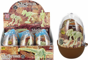 DINOZAUR SZKIELET FLUORESC W JAJKU 11CM MC 6/288