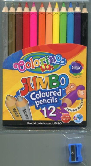Kredki ołówkowe Colorino okrągłe Jumbo 12 kolorów + temperówka