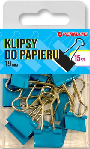 Klipsy do papieru 19mm jasnoniebieskie