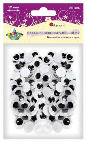 Oczy samoprzylepne bez rzęs 12 mm okrągłe