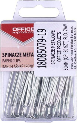 Spinacze metalowe srebrne 50mm 30szt