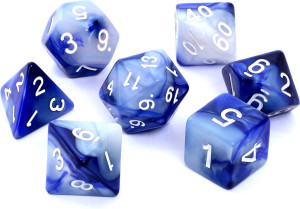 Komplet kości RPG. Fioletowo-srebrne. Dwukolorowe. REBEL