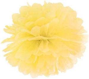 Pompon bibułowy żółty 25cm