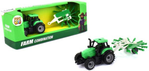 Traktor rolniczy z zagrabiarką zielony. Zabawka. Pro Kids