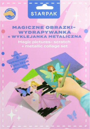 Zestaw kreatywny wydrapywanka z wyklejanką metaliczną