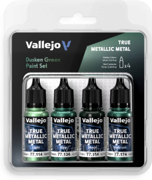 Vallejo: 77.257 - True Metallic Metal - Dusken Green Paint Set