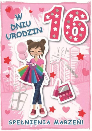 Karnet urodziny 16 B6 z kopertą