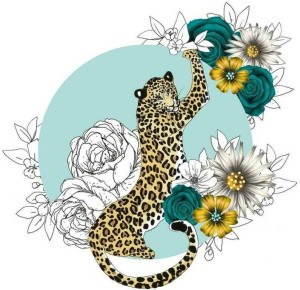 Karnet Swarovski kwadrat CL1424 Gepard kwiaty