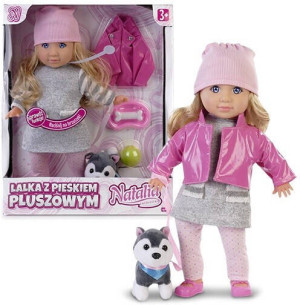 Lalka Natalia z pieskiem pluszowym 35cm