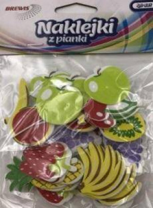 Naklejki z pianki owoce, 40 sztuk