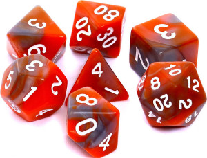 Komplet kości RPG. Pomarańczowo-szare. Dwukolorowe. REBEL