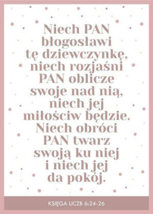 Kartka. Niech Pan błogosławi tę dziewczynkę