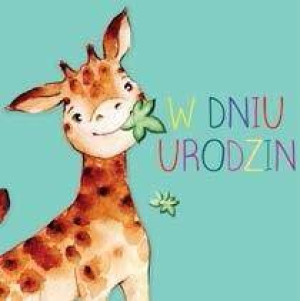 Karnet kwadrat. Urodziny. Żyrafa