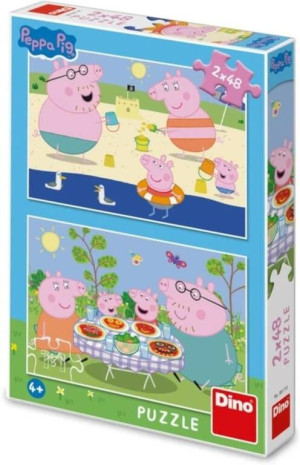 Puzzle 2x48 Świnka Peppa na wakacjach