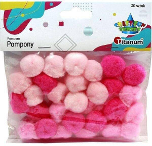 Pompony akrylowe 25mm. Różowe