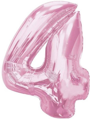 Balon foliowy cyfra 4 jasnoróżowa Smart 92cm