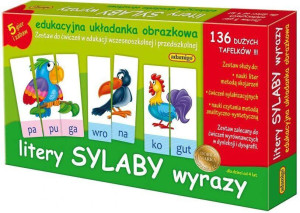 Litery, sylaby, wyrazy. Edukacyjna układanka obrazkowa