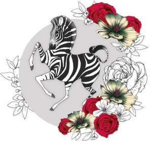 Karnet Swarovski kwadrat CL1425 Zebra kwiaty
