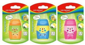 Temperówka plastikowa z gumką podwójna mix