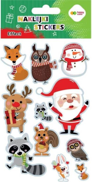 Naklejki Xmas animals 10x20cm HAPPY COLOR