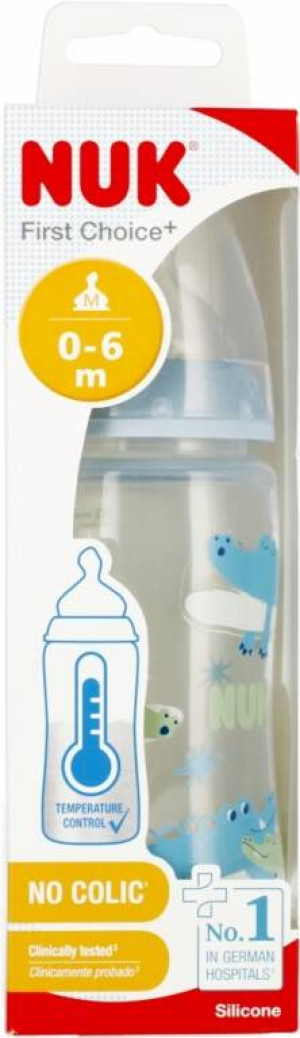 NUK. First Choice. Butelka 300ml. 0-6 miesięcy. Krokodyl
