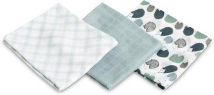 Pielucha bambusowa 3-pak jeżyk blue 70x80cm