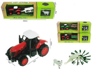 Traktor z przyczepą 16cm + zwierzę, mix
