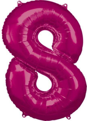 Balon foliowy cyfra 8 różowa 57x86cm