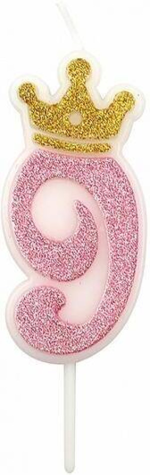 Świeczka 9 różowa 6,8cm PARTY GO