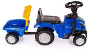 Jeździk traktor New Holland z przyczepką niebieski