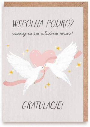 Kartka ślubna Gołębie, eko koperta