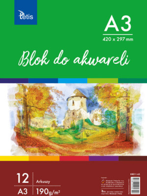 Blok do akwareli A3 12ark