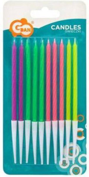 Świeczki neonowe 13.5x0.4cm 10szt