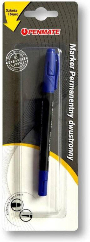 Marker permanentny dwustronny niebieski PENMATE