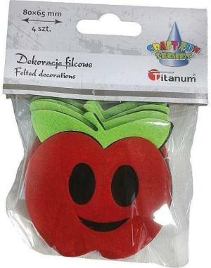 Filcowe jabłka 3D 80 x 65 mm, czerwono-zielone