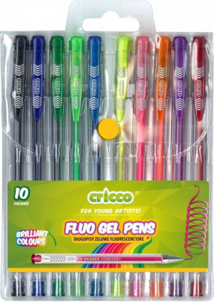 Cricco. Długopisy żelowe fluorescencyjne, 10 kolorów