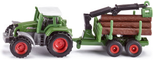 Traktor z leśną przyczepą