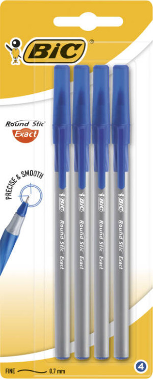 Długopis Round Stic Exact niebieski. 4 sztuki