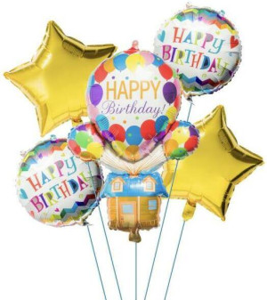 Balon foliowy z nadrukiem happy birthday w metaliku