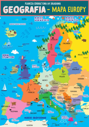 Karta edu składana geografia - Europa A4