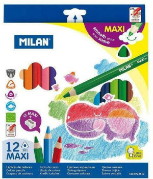 Kredki maxi trójkątne. 12 kolorów MILAN