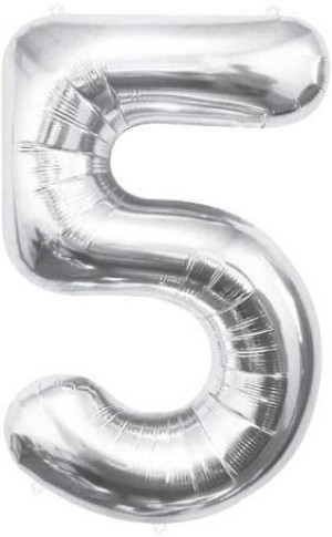 Balon foliowy B&C cyfra 5 srebrna 85cm