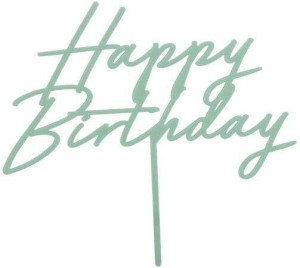 Topper na tort Happy Birthday zielony 16,5cm