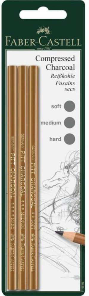 Węgiel w kredce Pitt Faber-Castell zestaw 3 sztuki blister