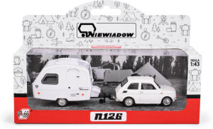 Fiat 126p + przyczepa Niewiadów Kemping biały