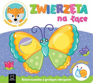 Zwierzęta na łące. Kolorowanka z grubym obrysem