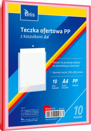 Teczka ofertowa A4 PP + 10 koszulek czerwona